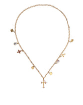 Dolce & Gabbana Gold Tone Brass Chain Religious Cross Pendant Necklace